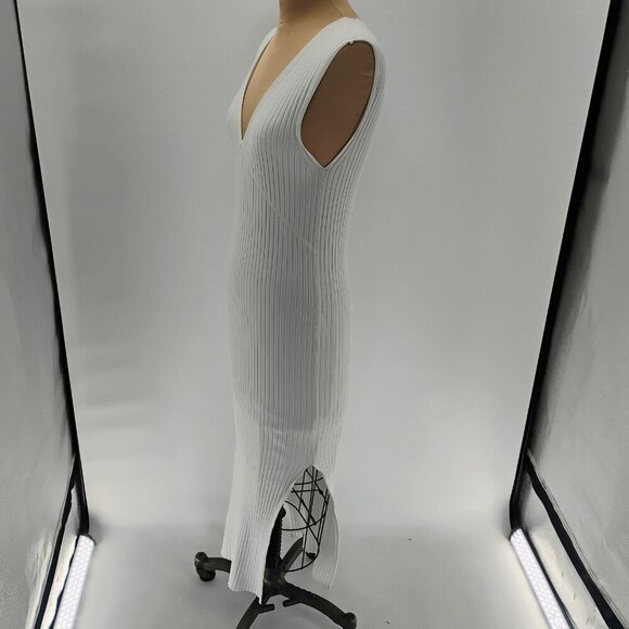 Weekend Stories Women's White Ribbed V-Neck Midi Dress Size XSmall - Picture 9 of 14